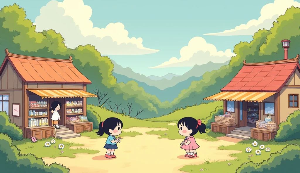 (masterpiece:1.2, Highest quality,Ultra-high resolution,Super detailed),8k,(wallpaper),(Best illustrations:2.0),(chibi store : 2.0),(store ,Very simple design),(isometric illustration) lofi, cozy, Studio ghibli style ,pastel tones, landscape