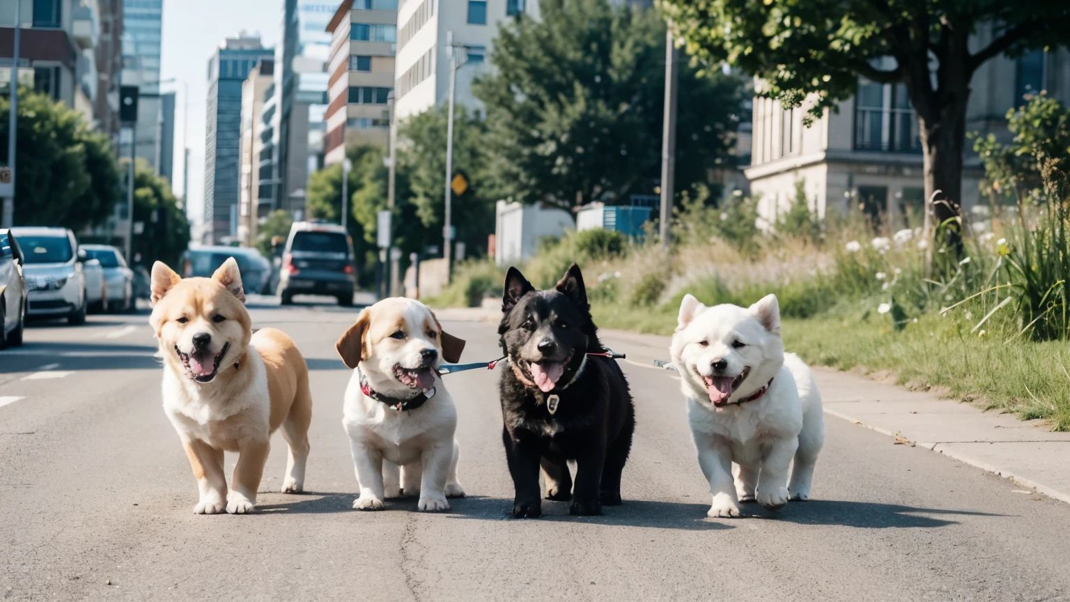 And Dogs Urban, The puppies enjoy the fun of the countryside in the heart of the city.