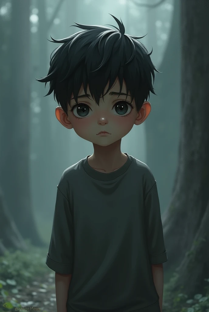 Boy with sad and calm mind 