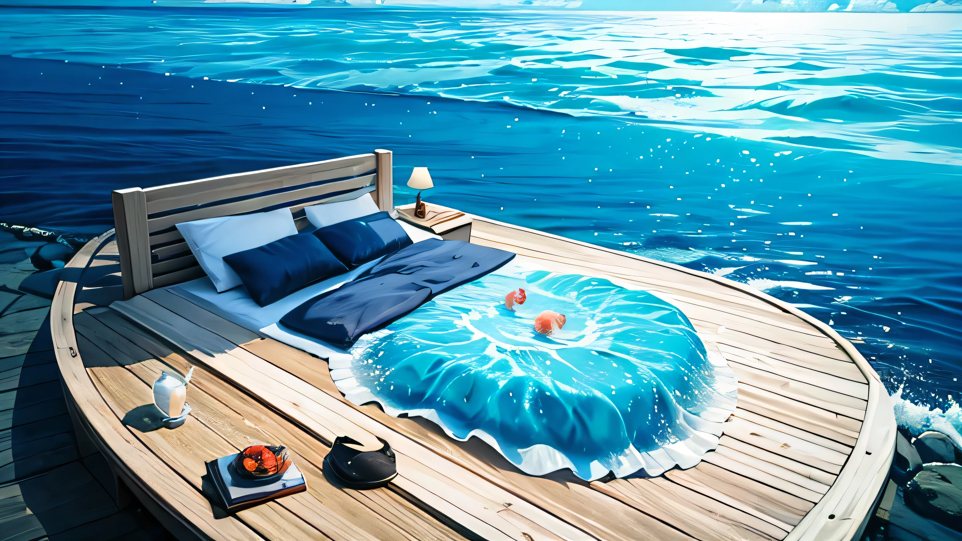 ocean ,one big jellyfish, sleep, meditation , calm , magical bed, clear water