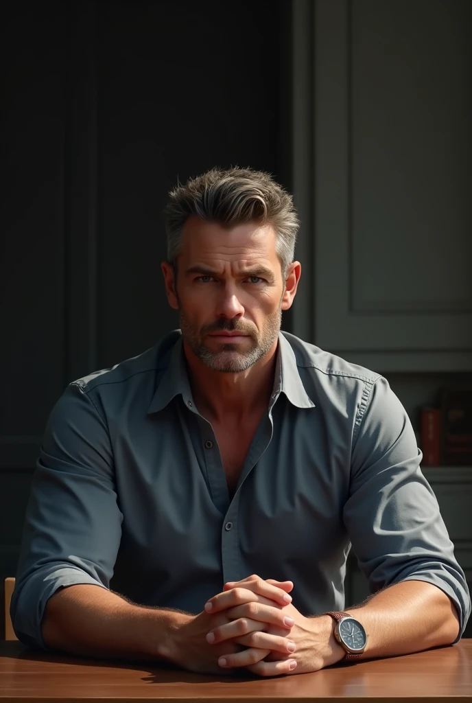 Realistic Handsome men site table in alone