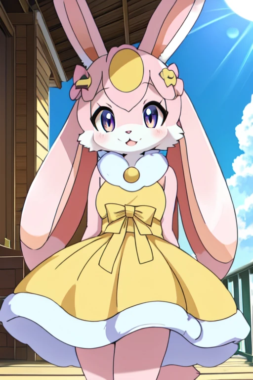Furry female sara rabbit with new dress pokemon sun and moon kemono fursuit style 