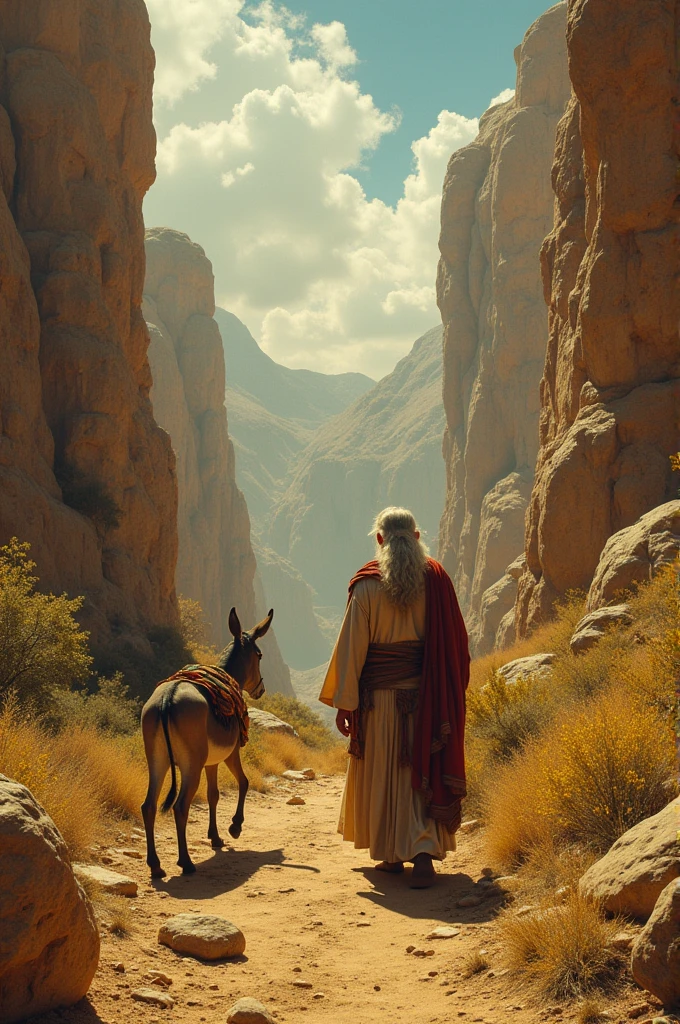Valley of gold and jewels and a thin man with a long white beard and a weak donkey