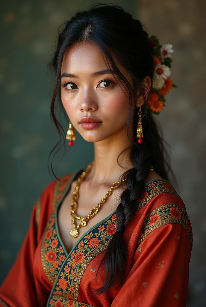 A newari girl with beautiful face, sexy body in
newari dress (no chisel )