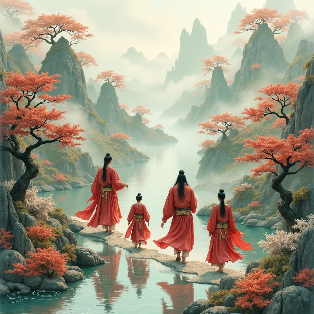 "Journey to the West" on a (white fine translucent tile), (best quality, masterpiece, photorealistic), very aesthetic, perfect composition, intricate details, ultra-detailed, vivid colors