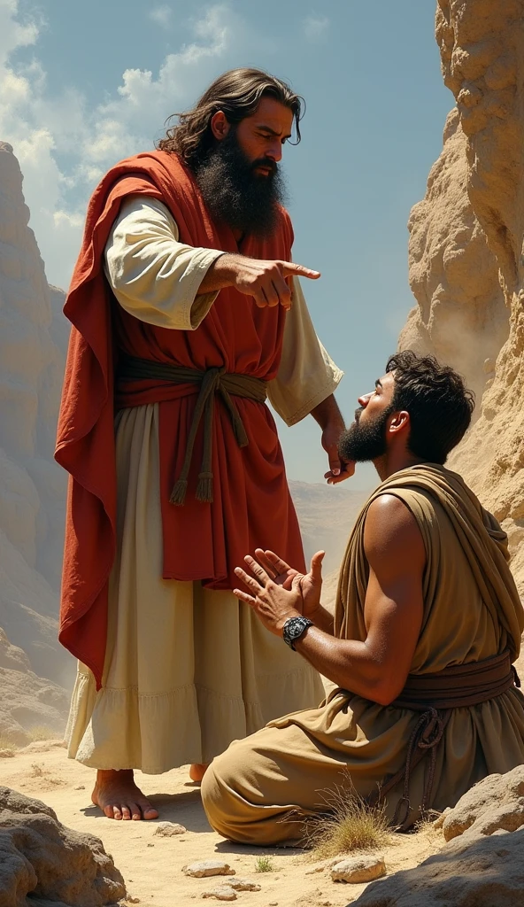 Aaron's Rebuke Description: Moses confronts Aaron about his decision and what led the people to this transgression.
imagery: Moses arguing with Aaron, Aaron trying to justify himself.