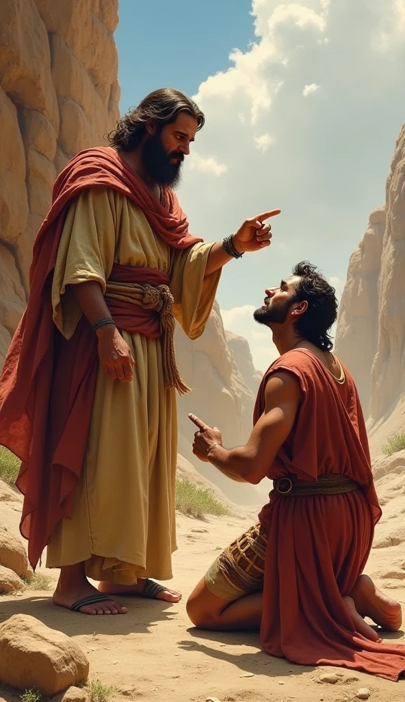 Aaron's Rebuke Description: Moses confronts Aaron about his decision and what led the people to this transgression.
imagery: Moses arguing with Aaron, Aaron trying to justify himself.
