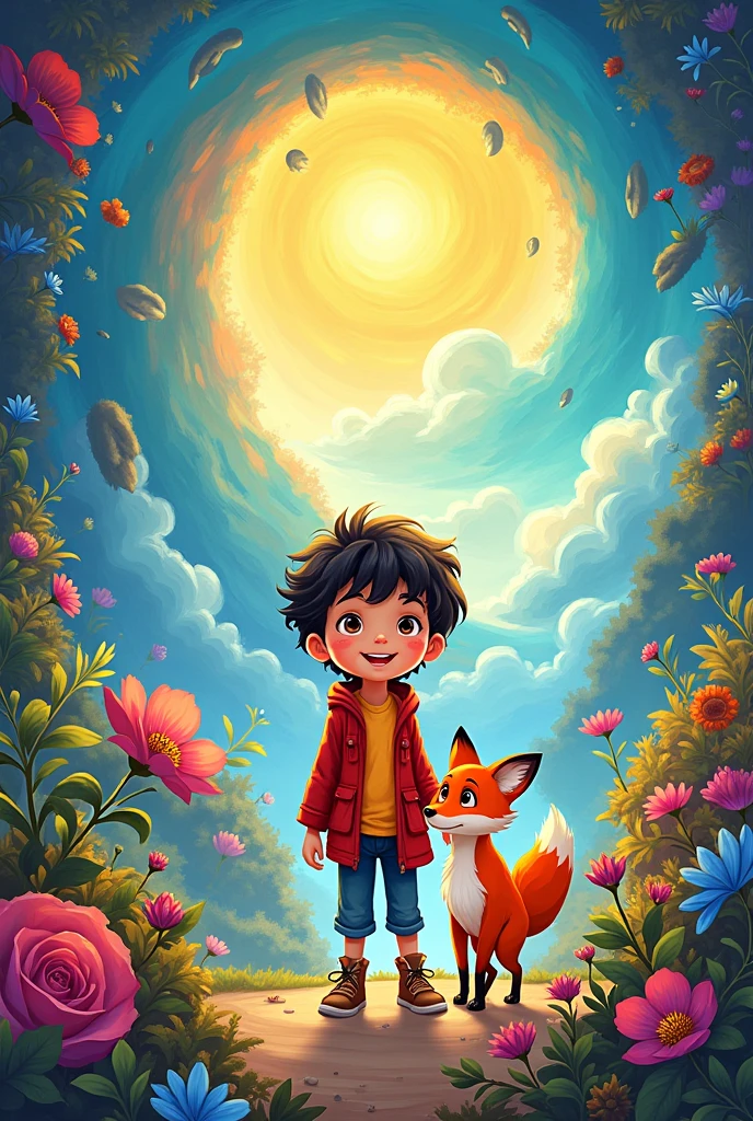 Cover of an illustrated book with the title a " clear and the rescue of colors", showing one and a fox
