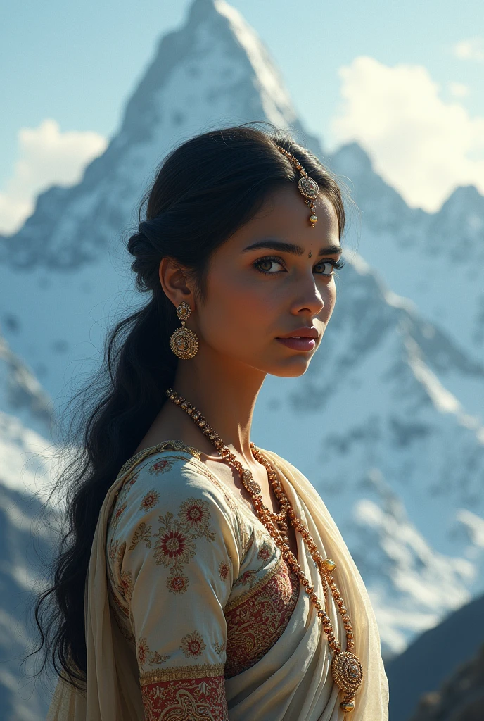 Indian lady portrait in mountains 