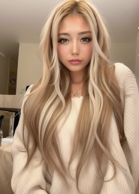 masterpiece,Highest quality,taller than, Japanese,(Brown people),White skin,Blonde,One girl,hang on