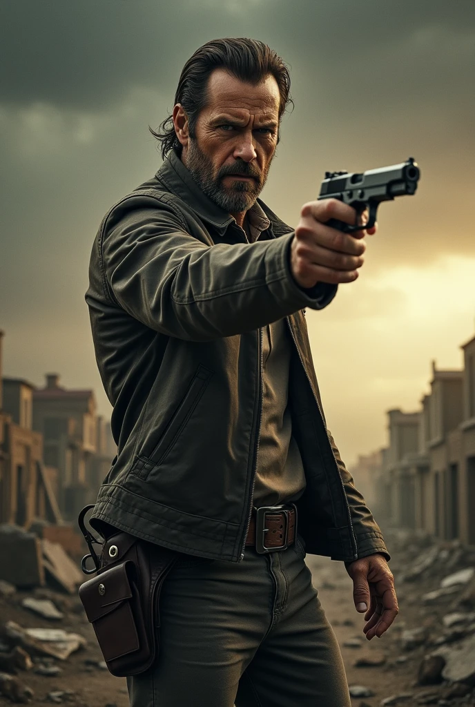 Rick Grimes holding a gun