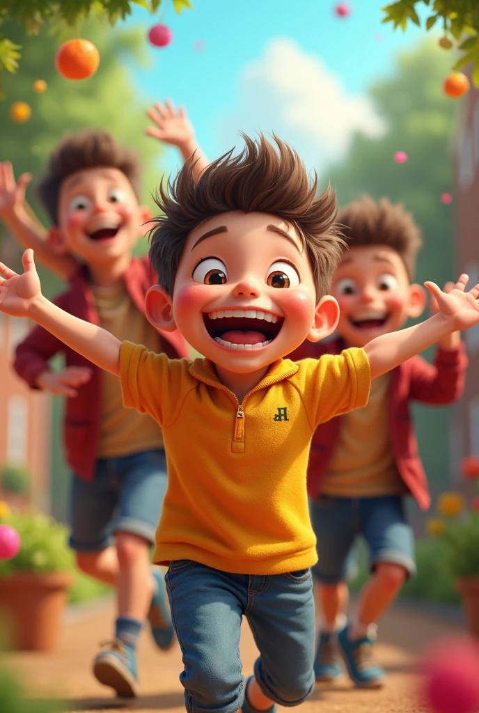 Showoff type happy faces of boys
