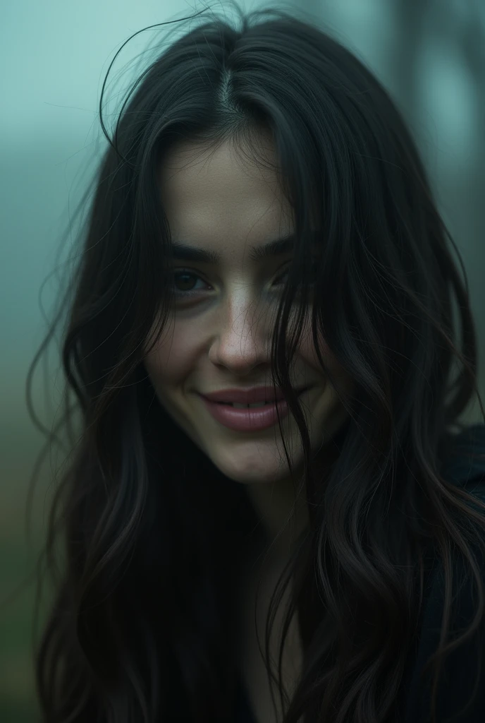closeup portrait, Surreal, amazing quality, masterpiece, best quality, awesome, inspiring, a light smiling amused woman with hair over her eyes, hair completely covers her face. cinematic composition, soft shadows,
atmospheric haze, Film grain, cinematic film still, shallow depth of field, highly detailed, high budget, cinemascope, moody, epic, OverallDetail, 2000s vintage RAW photo, photorealistic, candid camera, color graded cinematic, atmospheric lighting, imperfections, natural, shallow dof