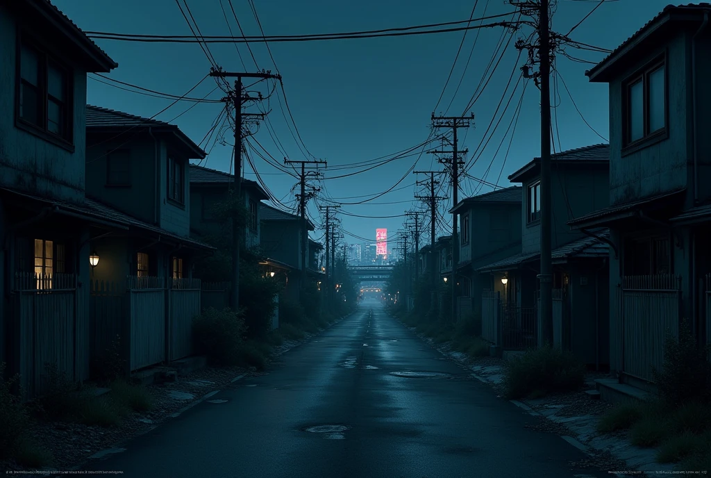 Deserted residential area of ​​Tokyo at night