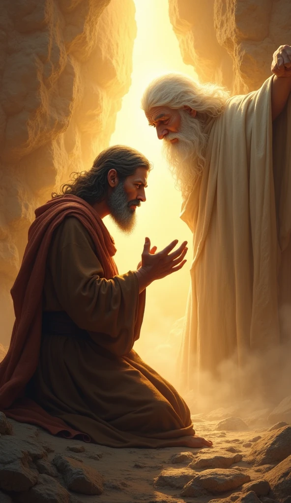 The Cry of Moses Description: Moses intercedes for the people, asking God not to destroy them all. Show your supplication and dialogue with God.
    imagery: Moses praying and talking to God, Expressing concern.