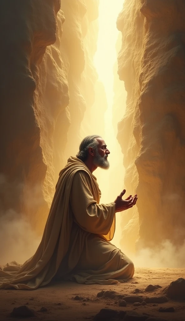 The Cry of Moses Description: Moses intercedes for the people, asking God not to destroy them all. Show your supplication and dialogue with God.
    imagery: Moses praying and talking to God, Expressing concern.