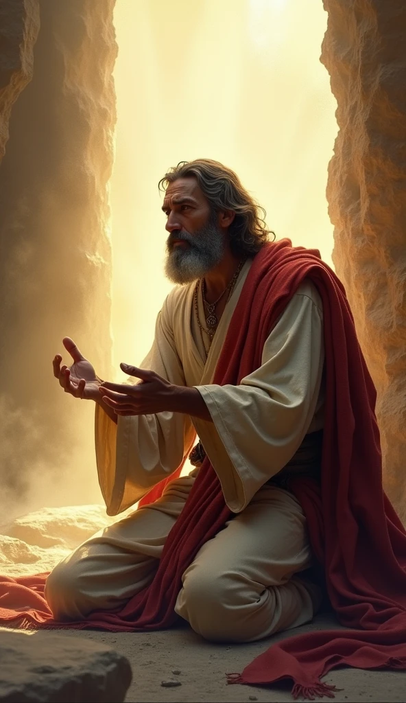 The Cry of Moses Description: Moses intercedes for the people, asking God not to destroy them all. Show your supplication and dialogue with God.
    imagery: Moses praying and talking to God, Expressing concern.