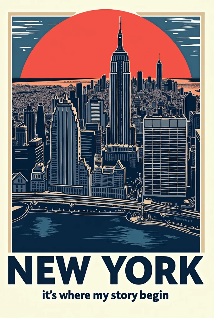Show me a design for t shirt. First able unigue font big name new york and circle in the new york map and under line 'its where my story began' the line in box.