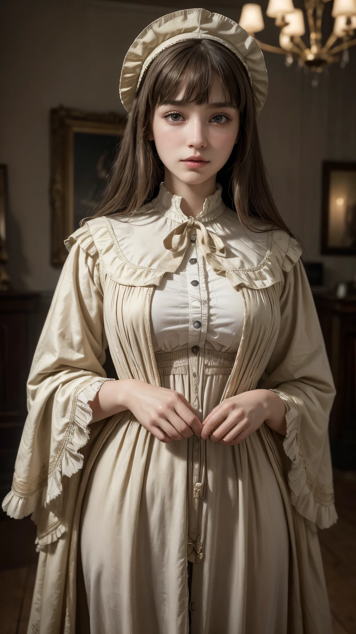 (masterpiece:1.4, Highest quality)), (Realistic photos:1.4), (artwork), ((1 girl)), (Otherworldly beauty), (dream-like), (超High resolution:1.2), Very delicate and beautiful, wonderful, Very detailed CG Unity 8k wallpaper, Very detailed, High resolution, Soft Light, Beautiful detailed girl, Very detailedな目と顔, Beautiful and detailed nose, Beautiful and detailed, (Dressed in 19th century Belgian costume:1.3), Cinema Lighting, Perfect Anatomy, Slender body, (Parted bangs), (Vermeer'Portrait of a Girl:1.5), (Subject of the painting), (Picture background), Cowboy shot
information