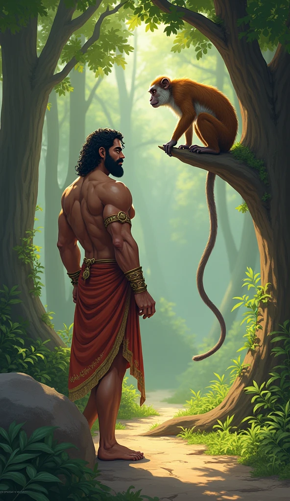 Bhima approaches the monkey and says, “O monkey, move your tail aside, I wish to pass.