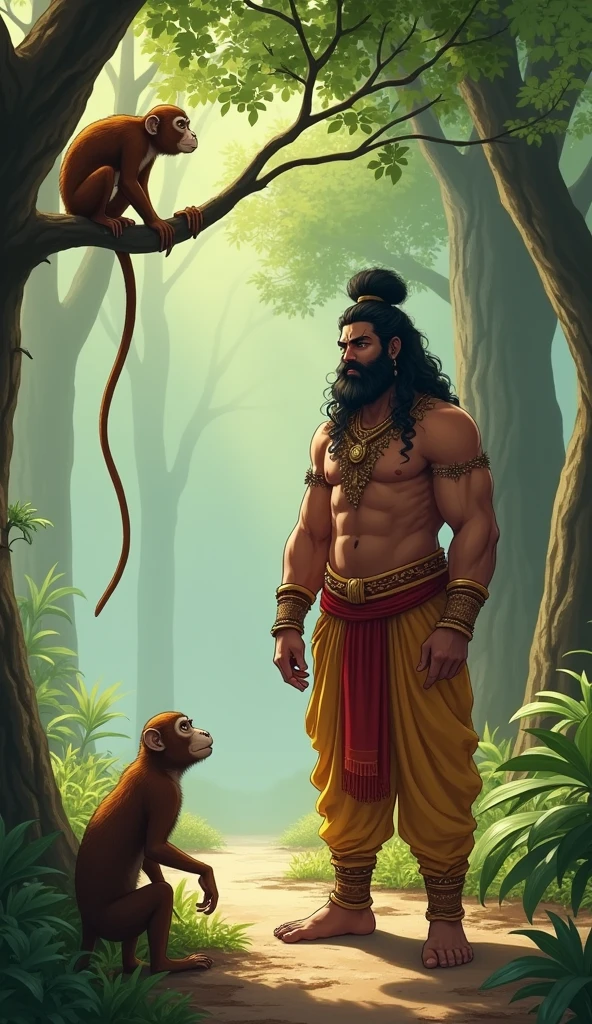 Bhima approaches the monkey and says, “O monkey, move your tail aside, I wish to pass.