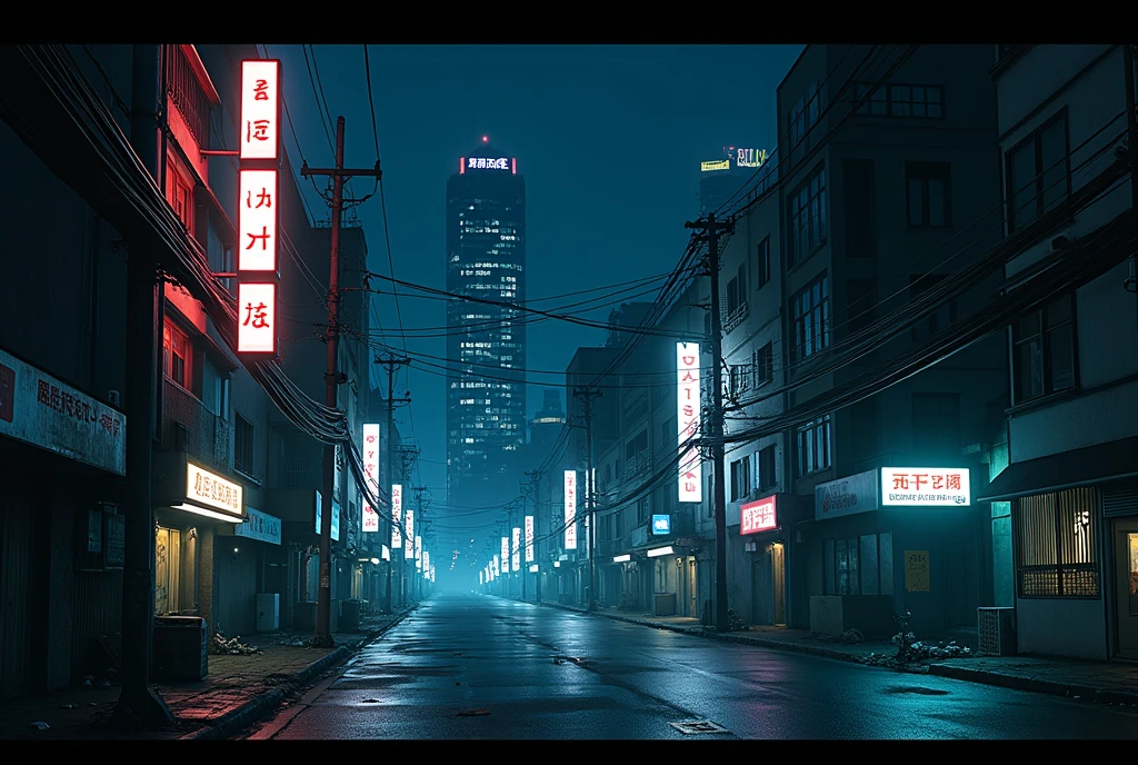 Deserted streets of Tokyo at night