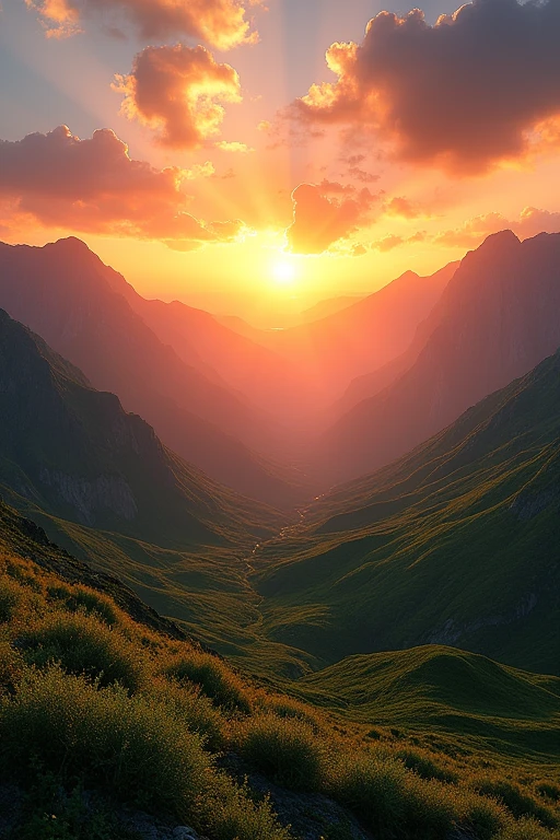 High quality landscape, sun setting