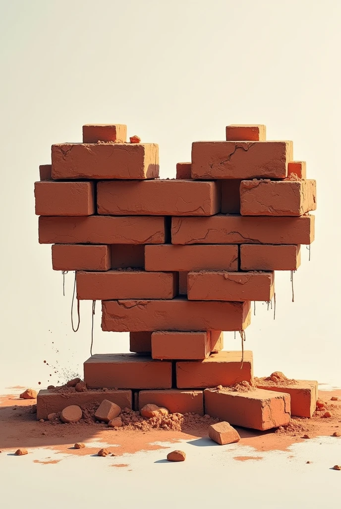 silhouette of heart under construction with bricks