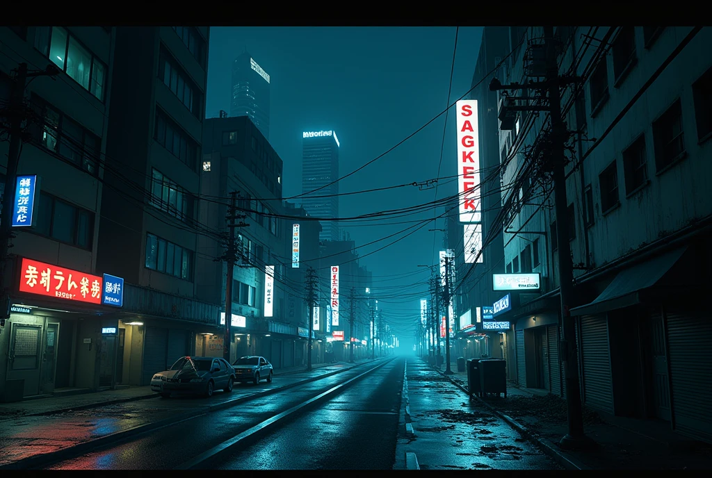 Deserted streets of Tokyo at night