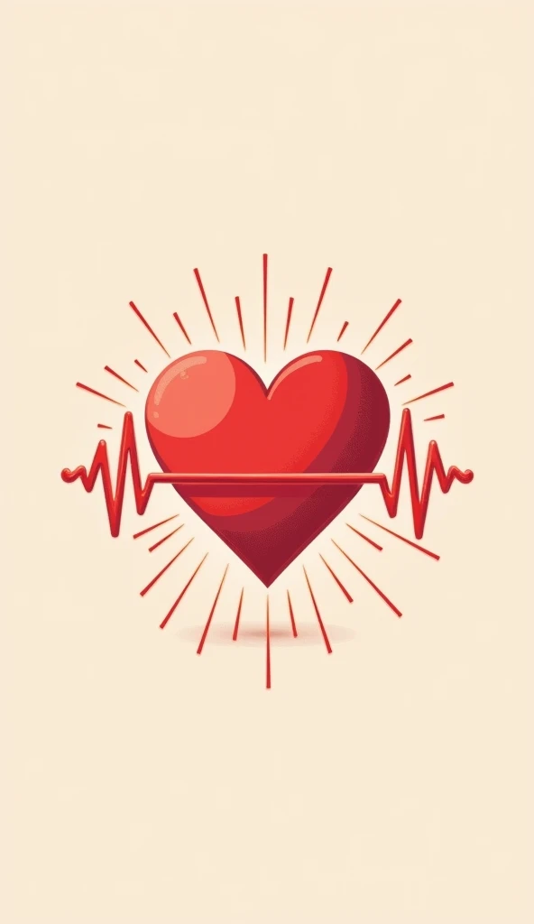 A simple, stylized illustration of a heart symbolically beating, with motion lines to indicate the beating action. The heart should be red and slightly pulsing.
