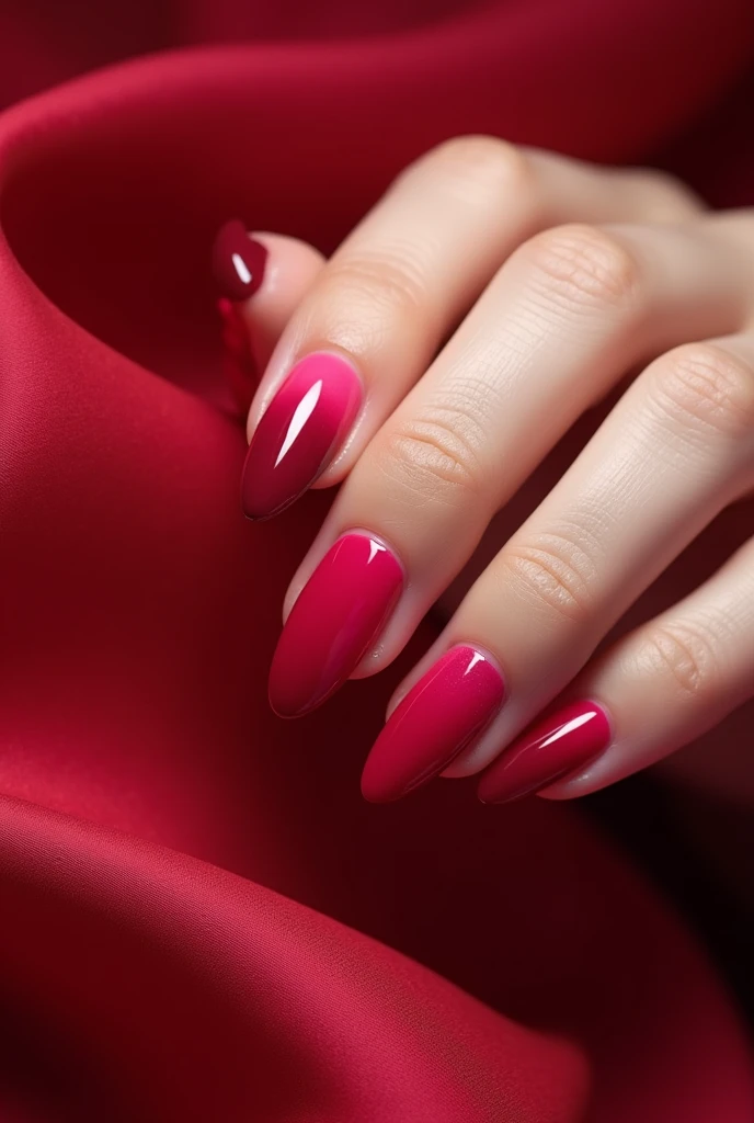 Make me dark red and dark pink luxury ombre nails
