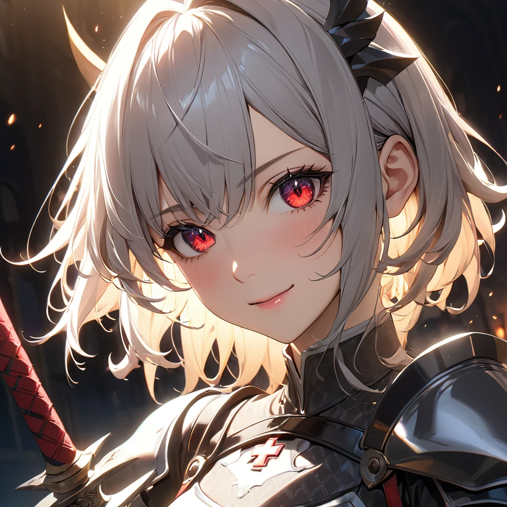 最high quality, wonderful_delicate, wonderful delicate eyes, Super detailed, beautiful, 8k , One girl, Red eyes, evil, Facial Contour,(Absurd, High resolution, Super detailed), masterpiece, The perfect solution, wonderfulディテール, Super Detailed, Cinema Lighting, Ray Tracing, Depth of written boundary, Cinema Lighting, Ray Tracing, 超High resolution, Attention to detail, 最high quality, High resolution, high quality, Awards, Super Detail, masterpiece, 8k, 超High resolution, Attention to detail, 最high quality, High resolution, high quality, Awards, Super Detail, masterpiece, 8k, Digital Art, Anime Coloring,(Official Art、最high quality、unity 8k wallpaper、32K、masterpiece、Very detailedな、超High resolution、Realistic、Photorealistic:1.2)、(Cinema Lighting:1.2)、Fire glow effect、Film Grain、Best Shadow、Rim Light、Side light、(Very detailedで複雑な3Dレンダリング)、((Swiss countryside village、とてもbeautiful背景))、細部までbeautiful顔と目、(Beautiful and sharp eyes)、masterpiece, High resolution、最high quality, ultra High resolution, Maximum resolution, Very detailed, Professional Lighting, beautiful肌, 2. Women、Silver Hair、Hololive、Shirogane Noel、knight、armor、Warrior、smile、((Show off your swordsmanship、knightの剣、knightの盾))、royal palace、city、((whole body))、((Accurate Anatomy))