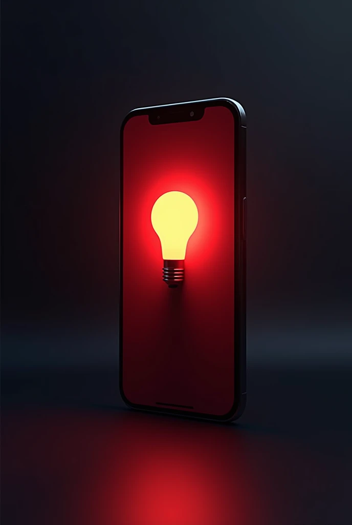 Make a cell phone with a light bulb as if it were an idea on the application screen. With red and black theme