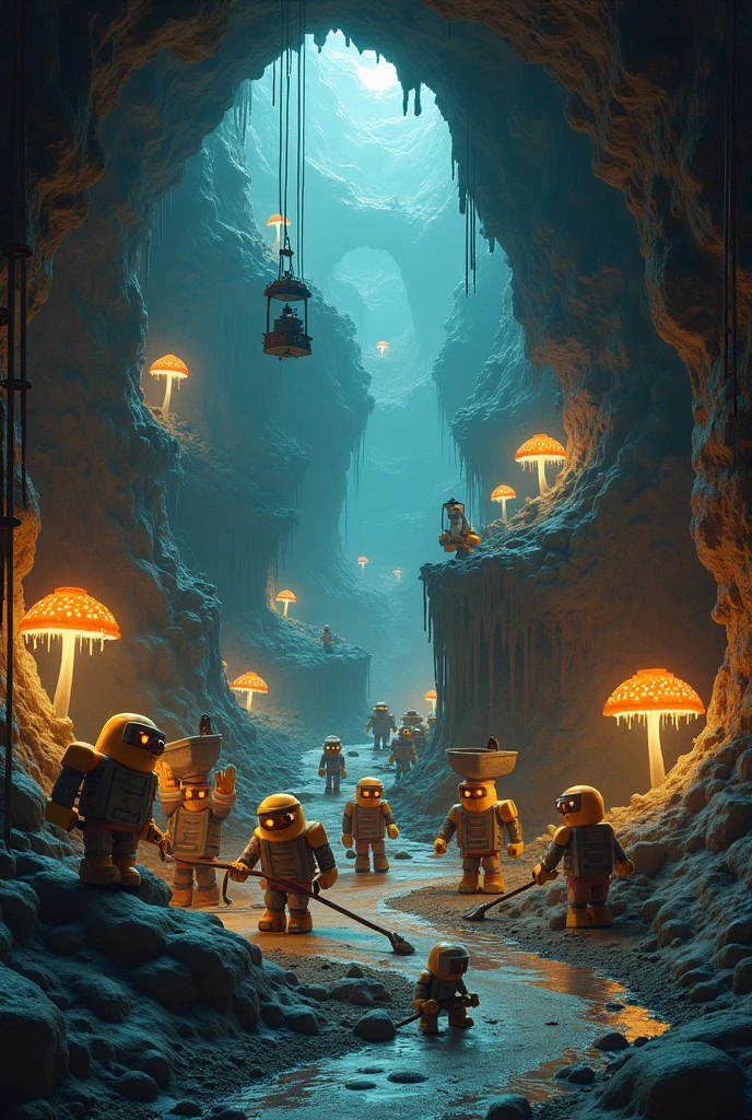 create image of mole men style minecraft game
