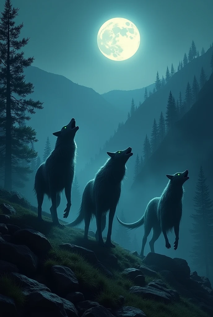 Animal men call in the hills at night 