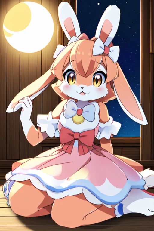 Furry female cute beautiful sara rabbit with new dress bows red yellow pokemon sun and moon kemono fursuit style