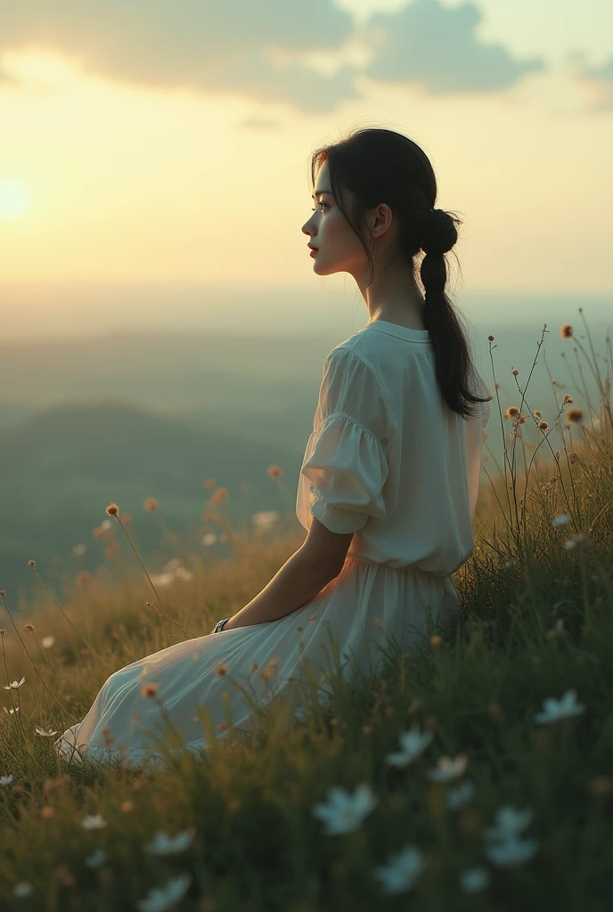 Image of a thoughtful woman, gazing at the horizon
