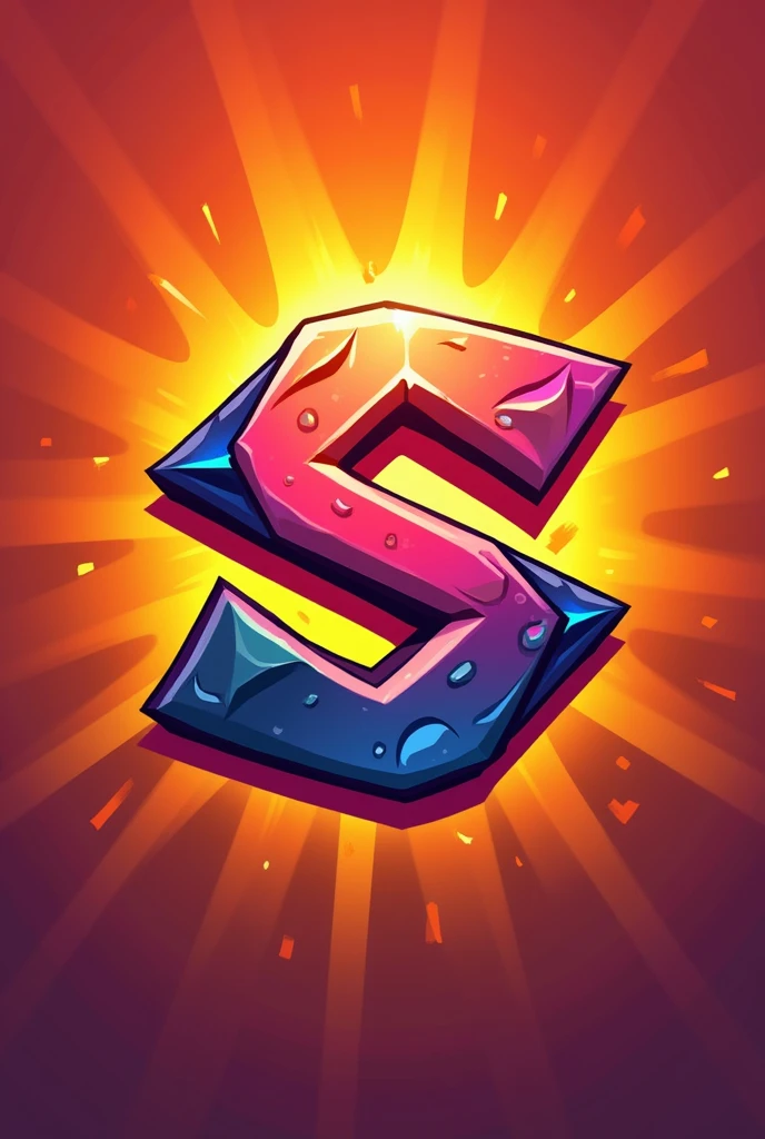 A letter logo "s" using the brawl star character surge style with yellow and red colors