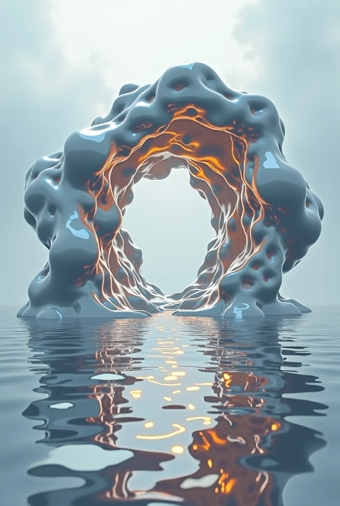 Cover of.misic mheodica heectronica con heementos.abstracts of.liquid metal expanding and fading from.he.center, blank space,.