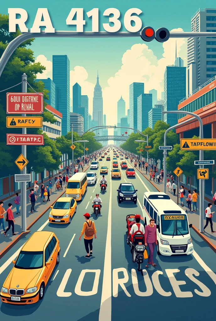 Can you make me a poster about traffic management? Like the salient points of republic act 4136 in the Philippines?