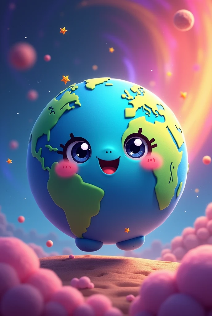 Animated planet earth kaway and various vibrant colors