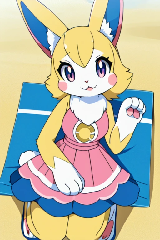 Furry female cute beautiful sara rabbit with new dress of beach pokemon sun and moon kemono fursuit style