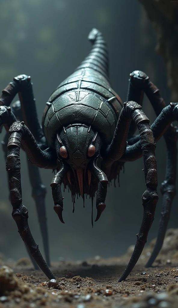 Generate an image of the animal combination of spider and scorpion dangerous and monsterous