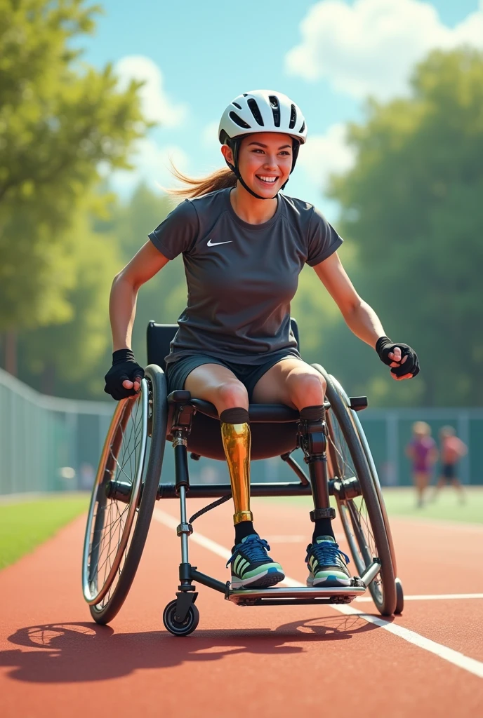 Create an image illustrating a person with a disability practicing physical sports