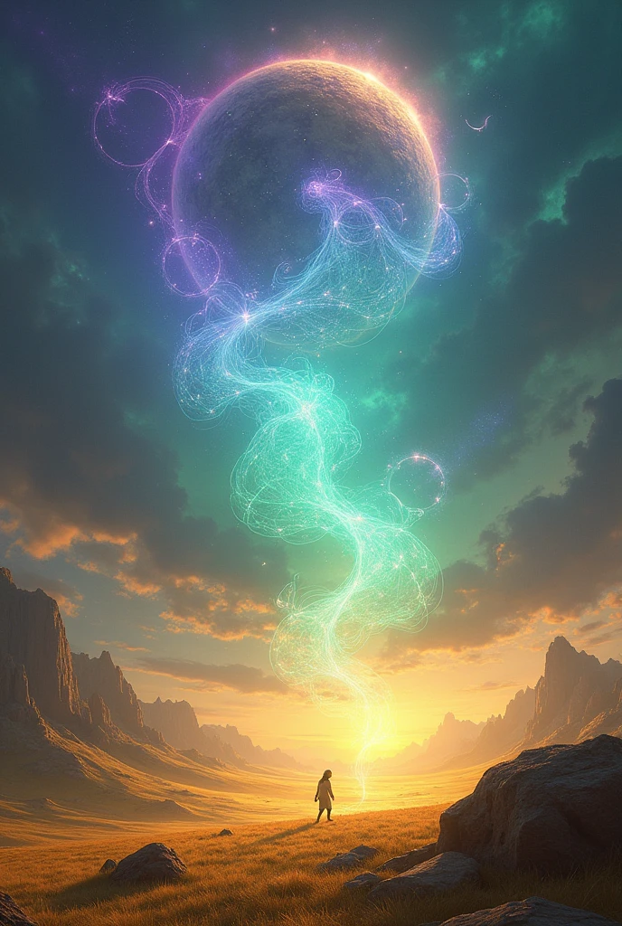 Whallper : Planet of the magnificent purple, green and blue will-o'-the-wisp. The bottom is golden..