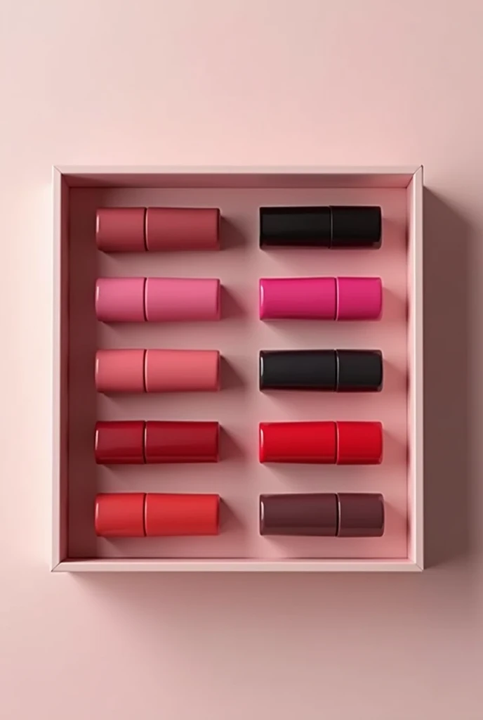 Draw 10 lipstick next to each other and in a box