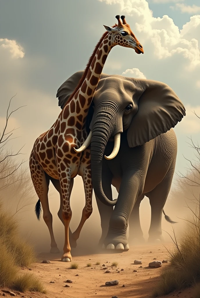 Giraffe kills elephant