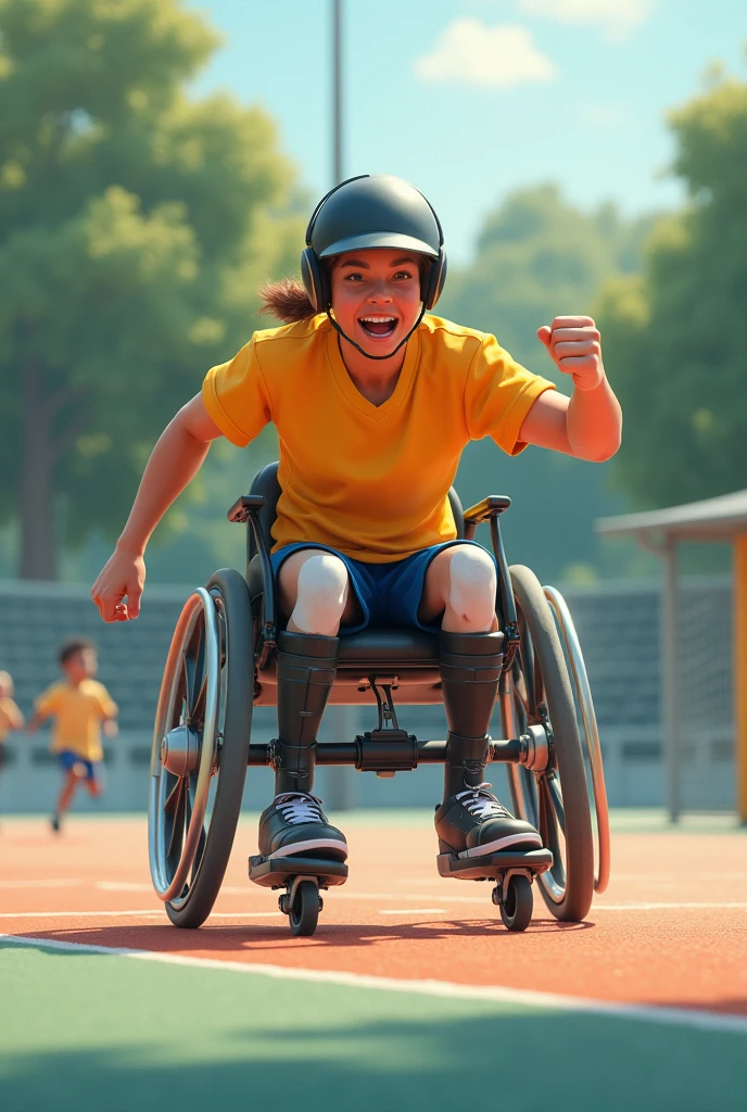 Create an image illustrating a person with a disability practicing physical sports
