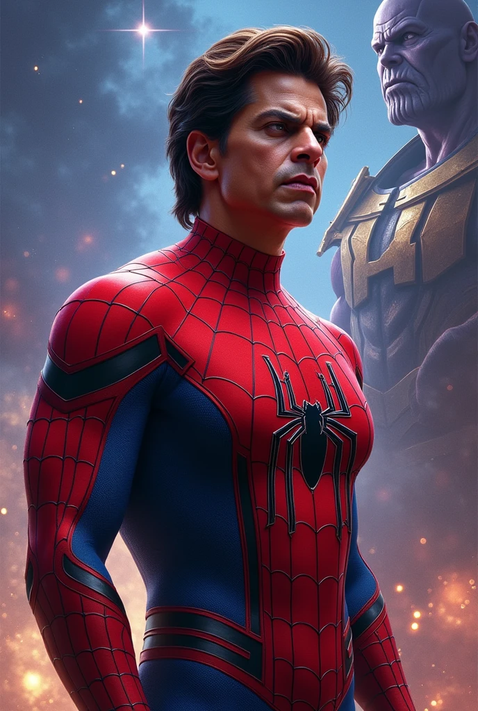 Shahrukh khan in spider man suit with thanos
