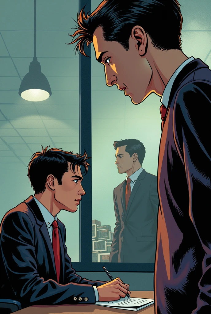 I made a small script for the comic/manga Frame 1 John is an intern at a magazine, but has faced challenges at work due to inappropriate behavior from some colleagues.

Table 2 One of the editors-in-chief is harassing another intern, and John feels powerless to help. Even being subordinate, he knows that the boss&#39;s behavior is unacceptable.

Table 3 Concerned, João talks to the harassed colleague and takes the situation to his supervisor. The board meets 